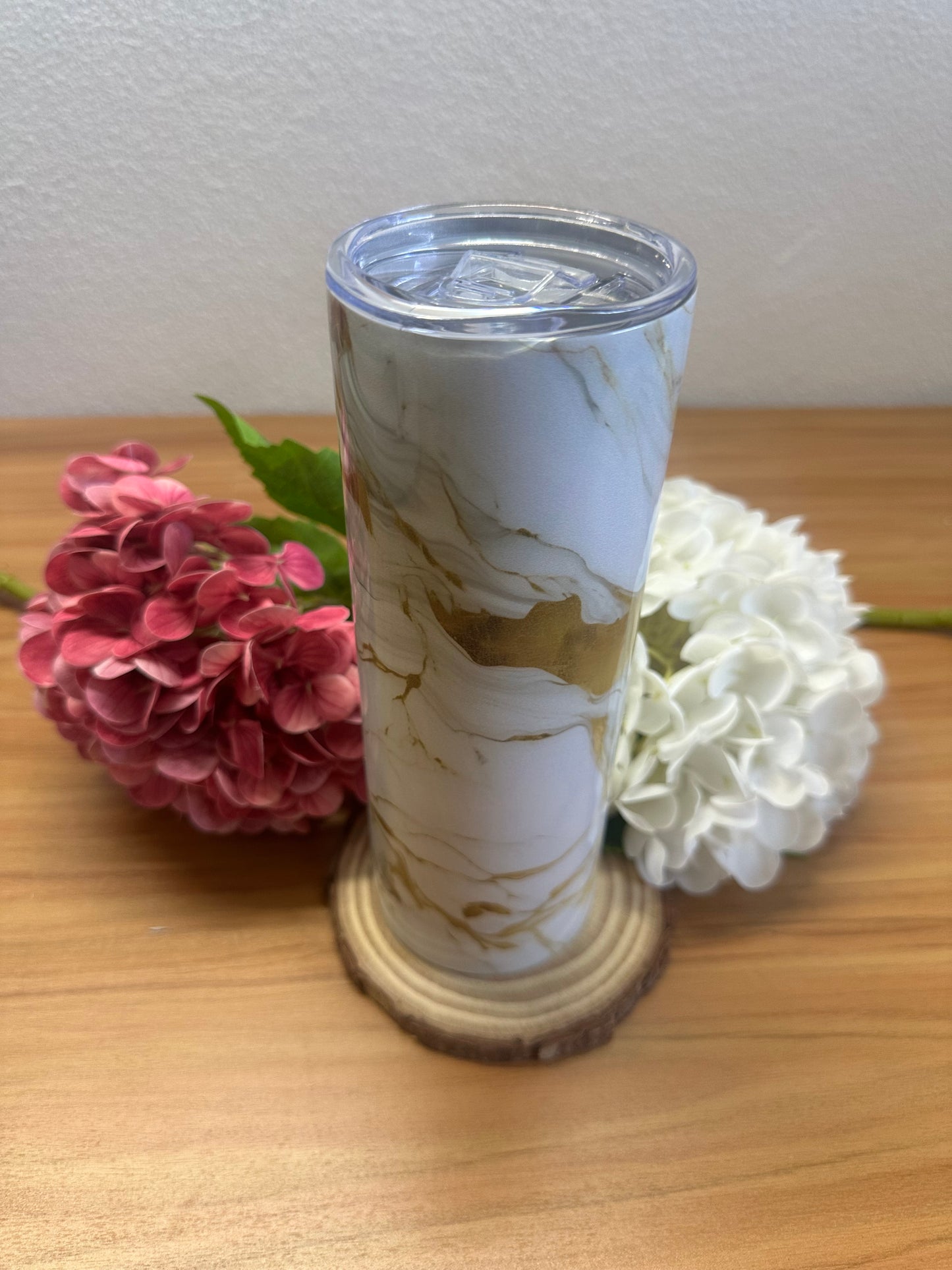 Tumbler 20oz Marbre blanc/or