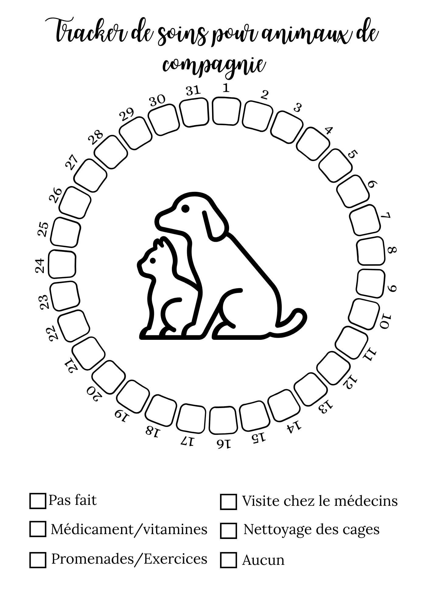 Trackers de Soins pour animaux de compagnie - Mensuel