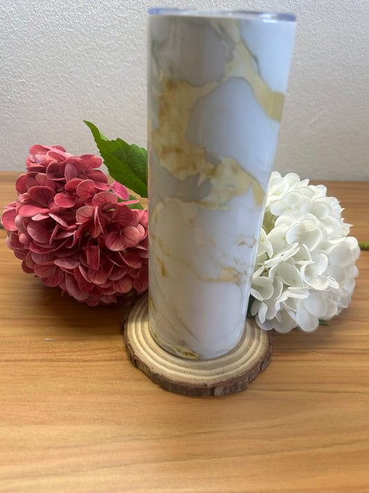 Tumbler 20oz Marbre blanc/or