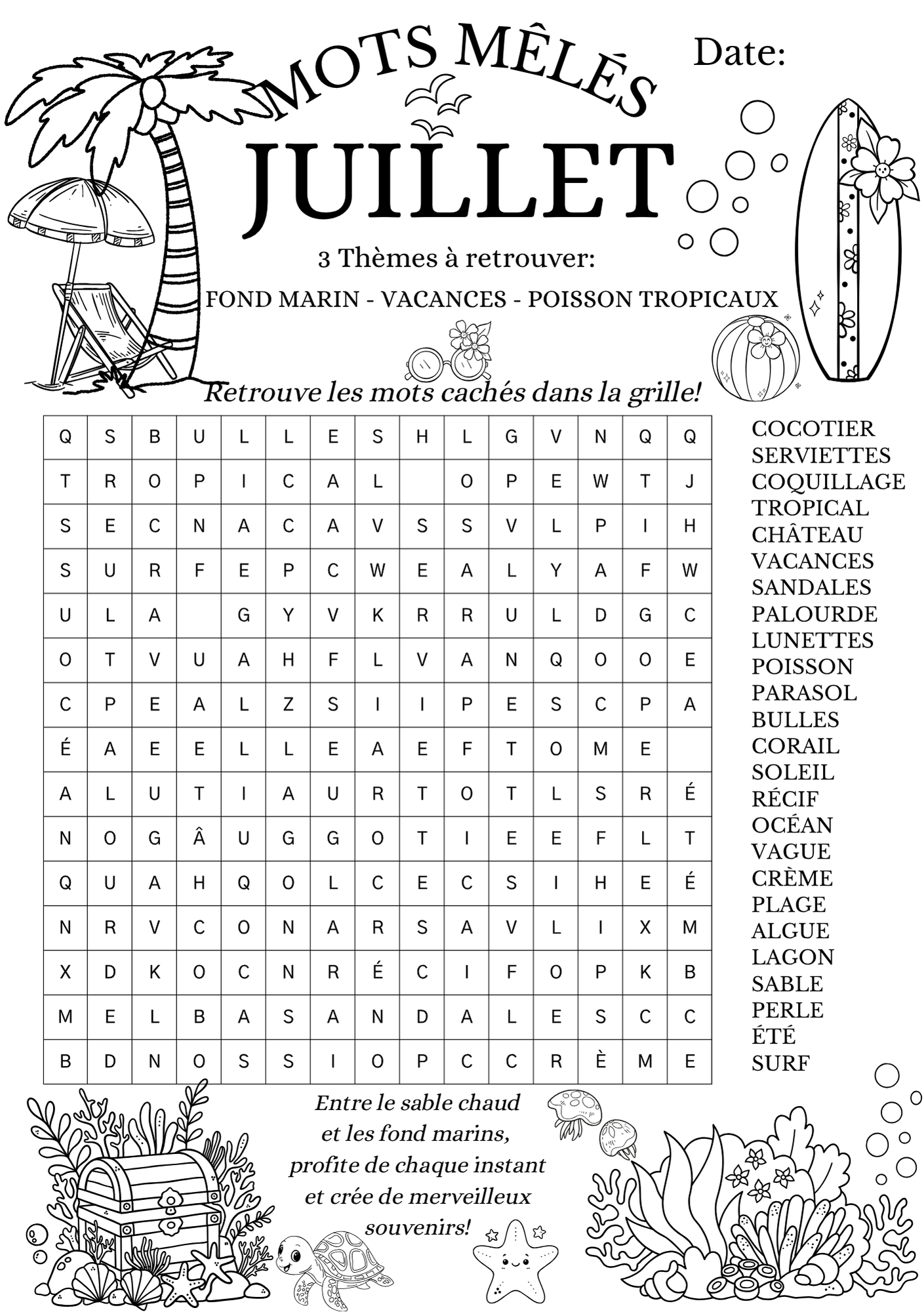Mots Mêlés - Juillet