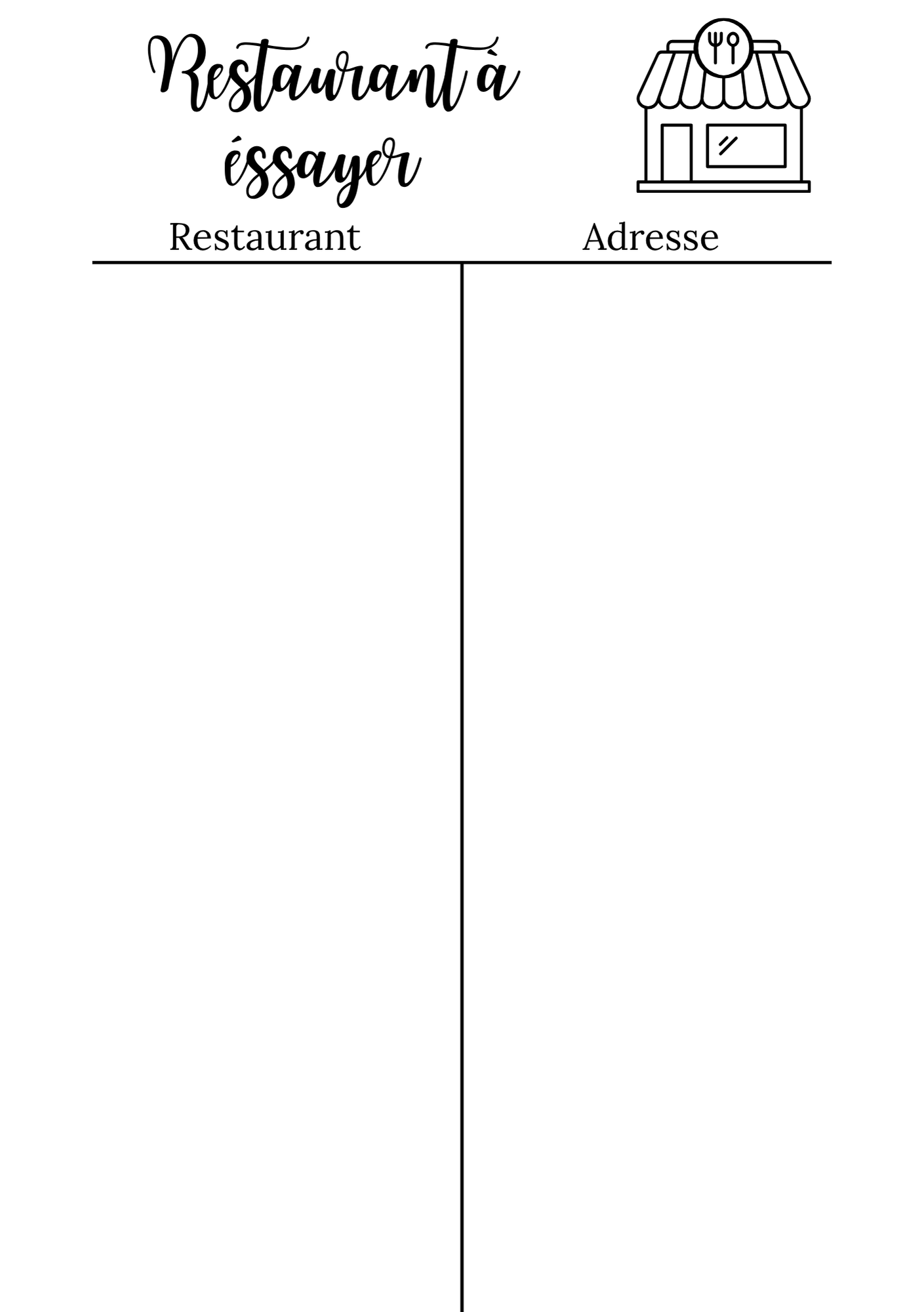Restaurant à essayer