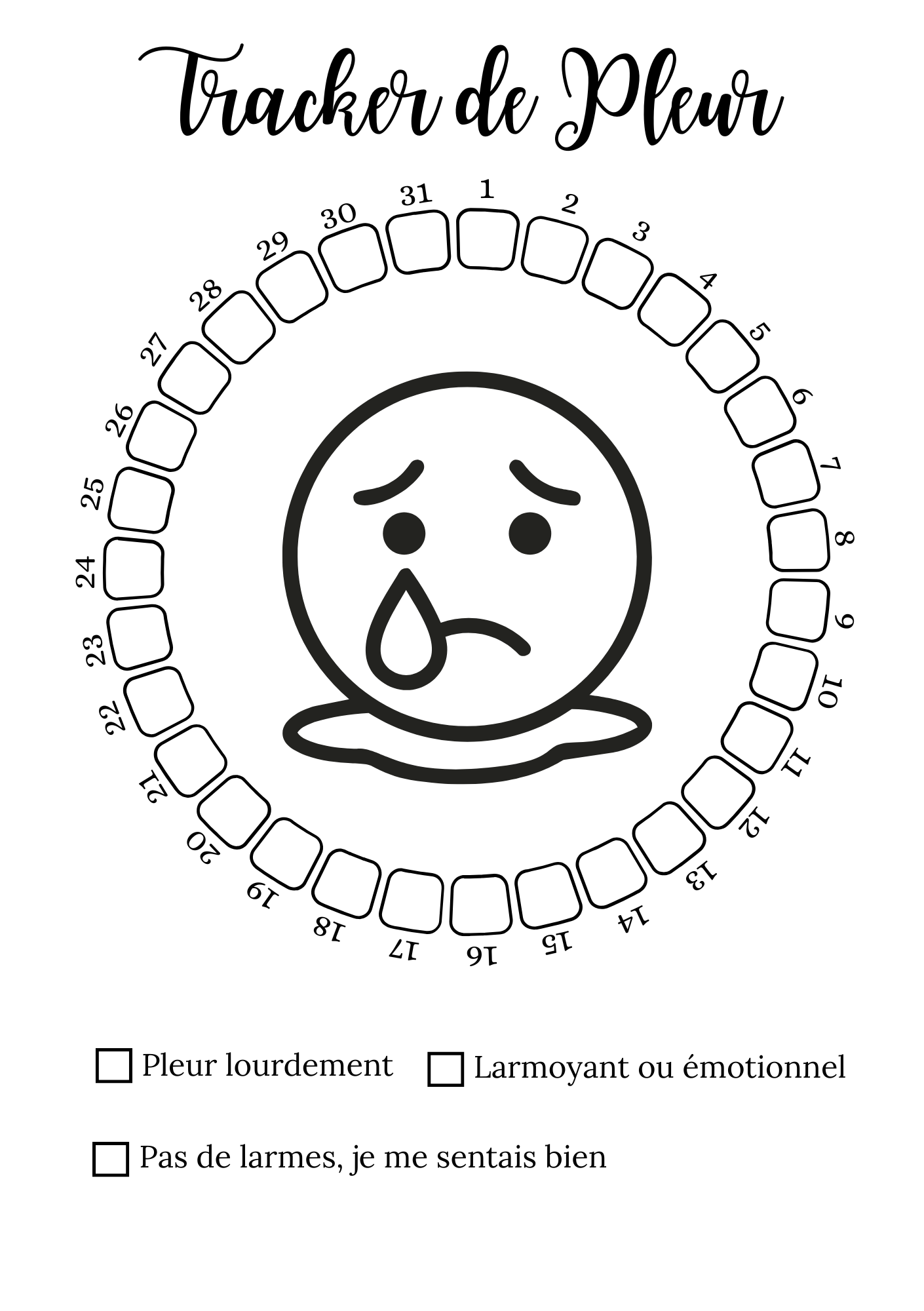 Trackers de Pleur - Mensuel