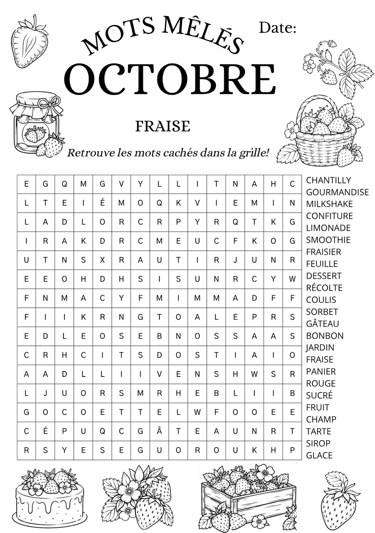 Mots Mêlés - Fraise