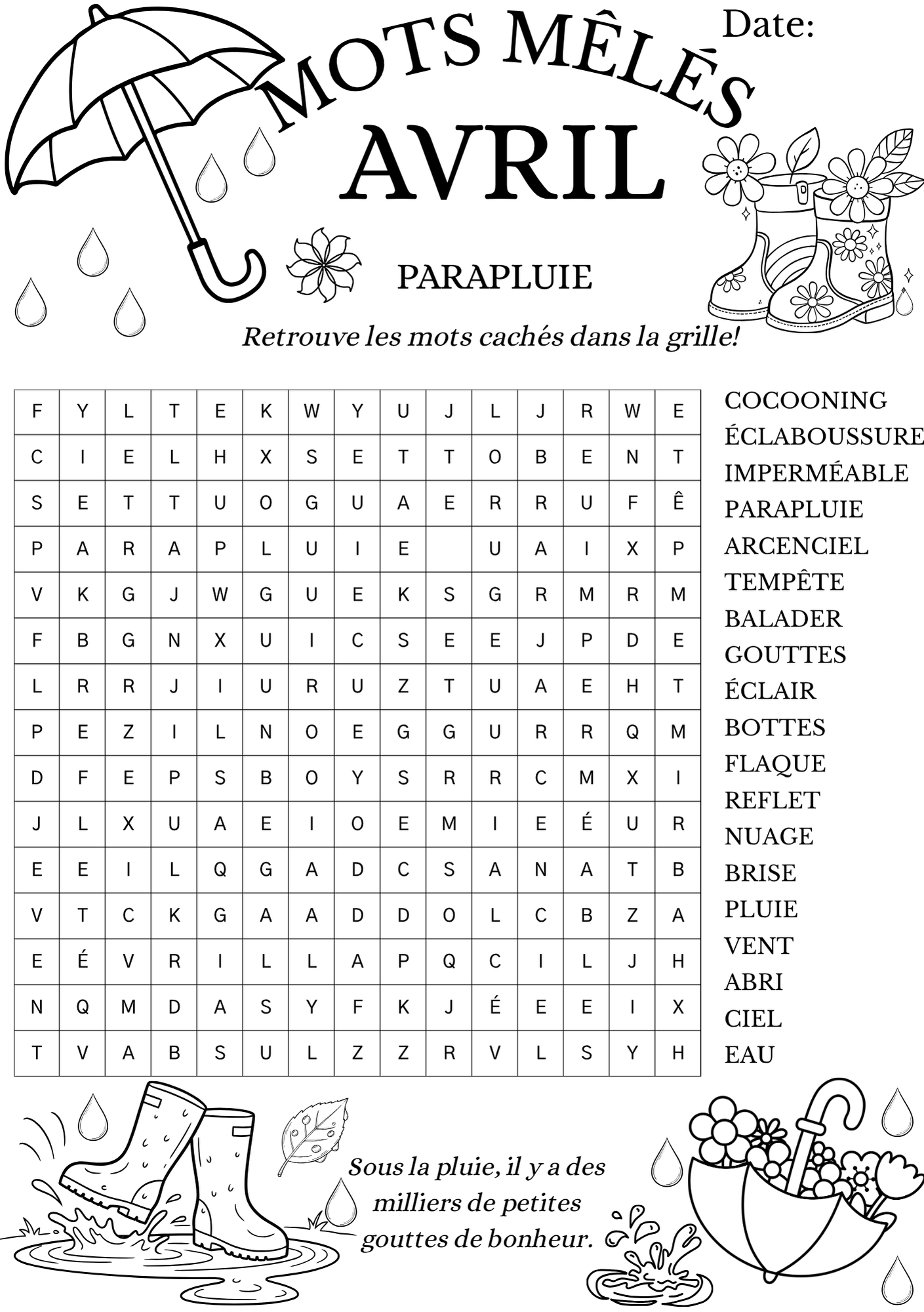 Mots Mêlés - Parapluie