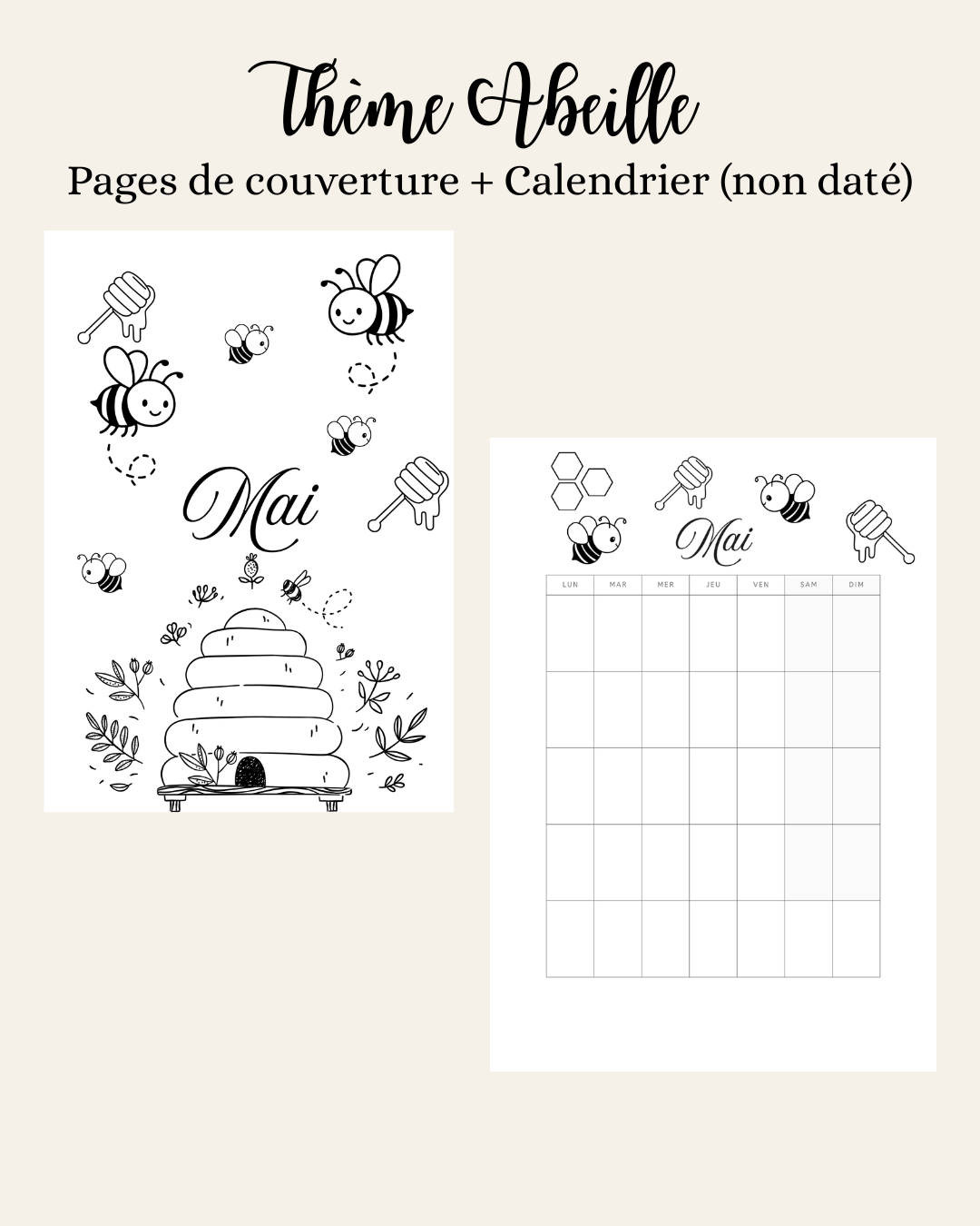 Thème Abeille - Couverture et calendrier (non daté)