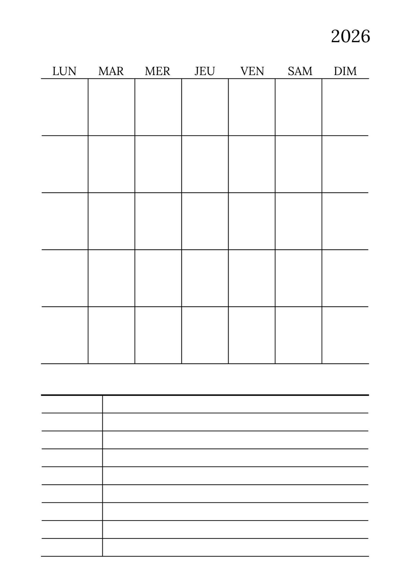 Calendrier - 4ème