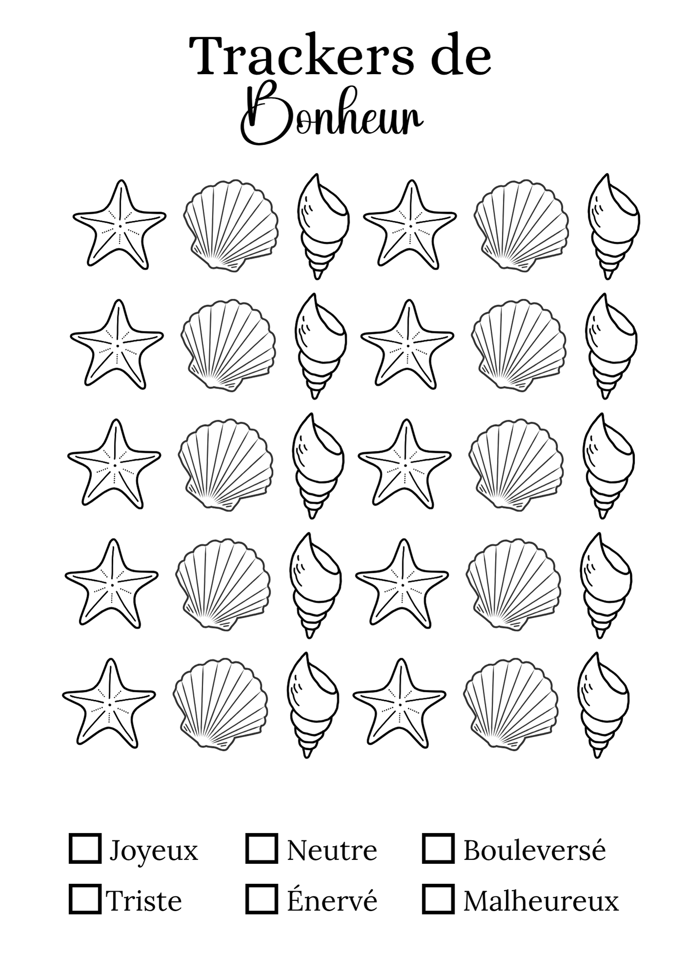Tracker de Bonheur - Thème Coquillage