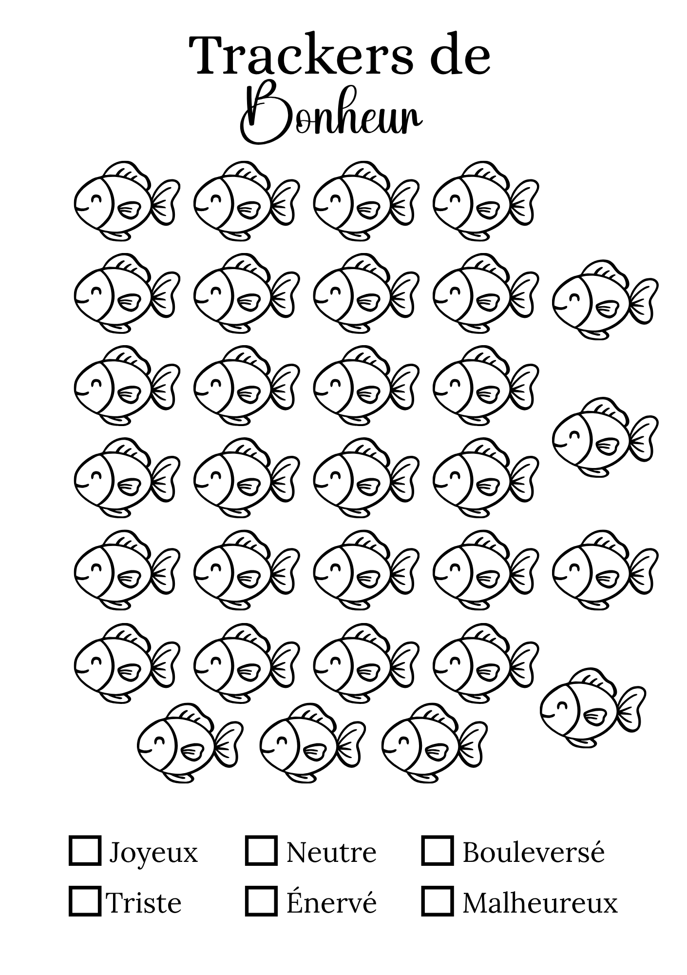 Tracker de Bonheur - Thème Poisson Tropicaux