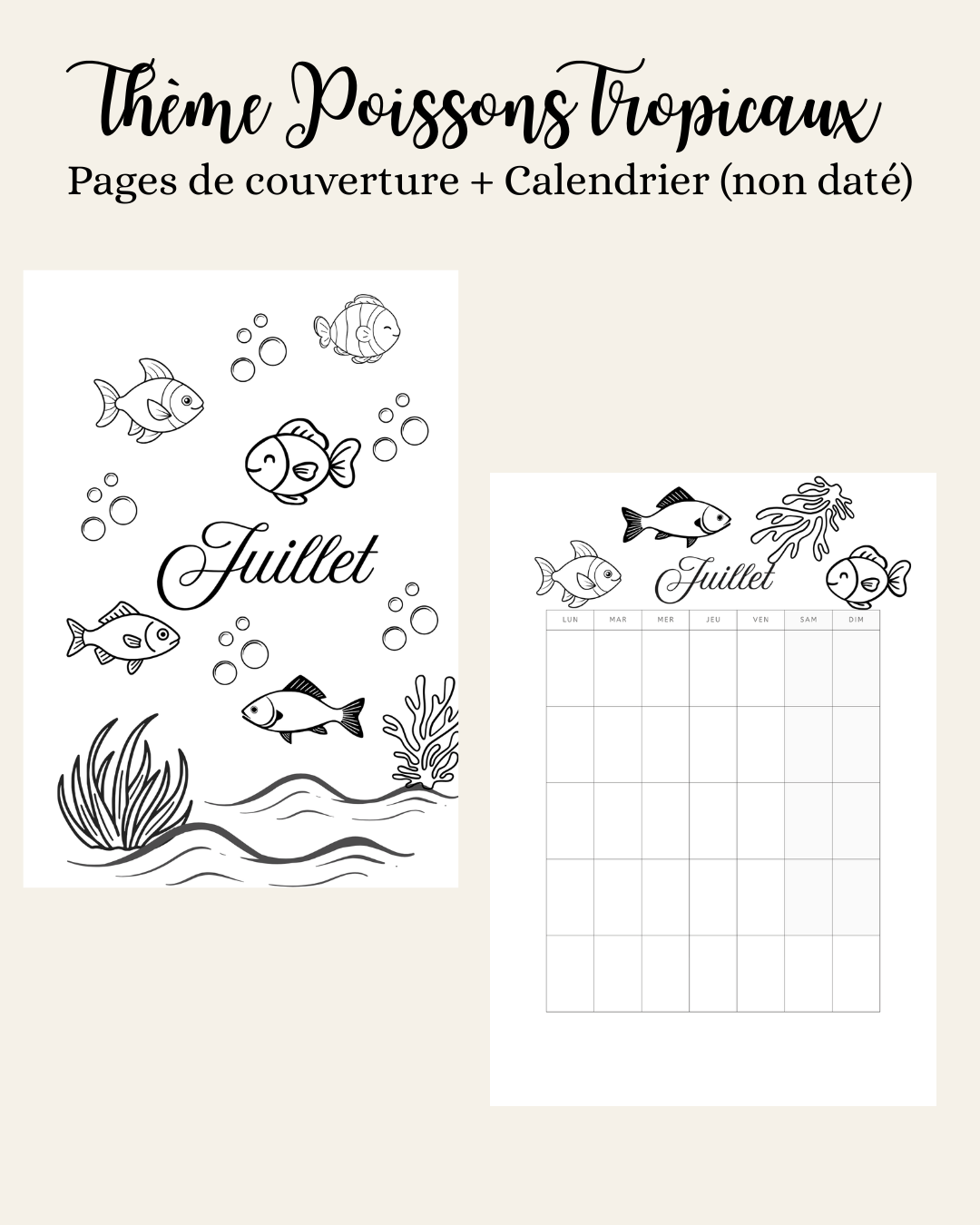 Thème Poisson Tropicaux - Couverture et calendrier (non daté)
