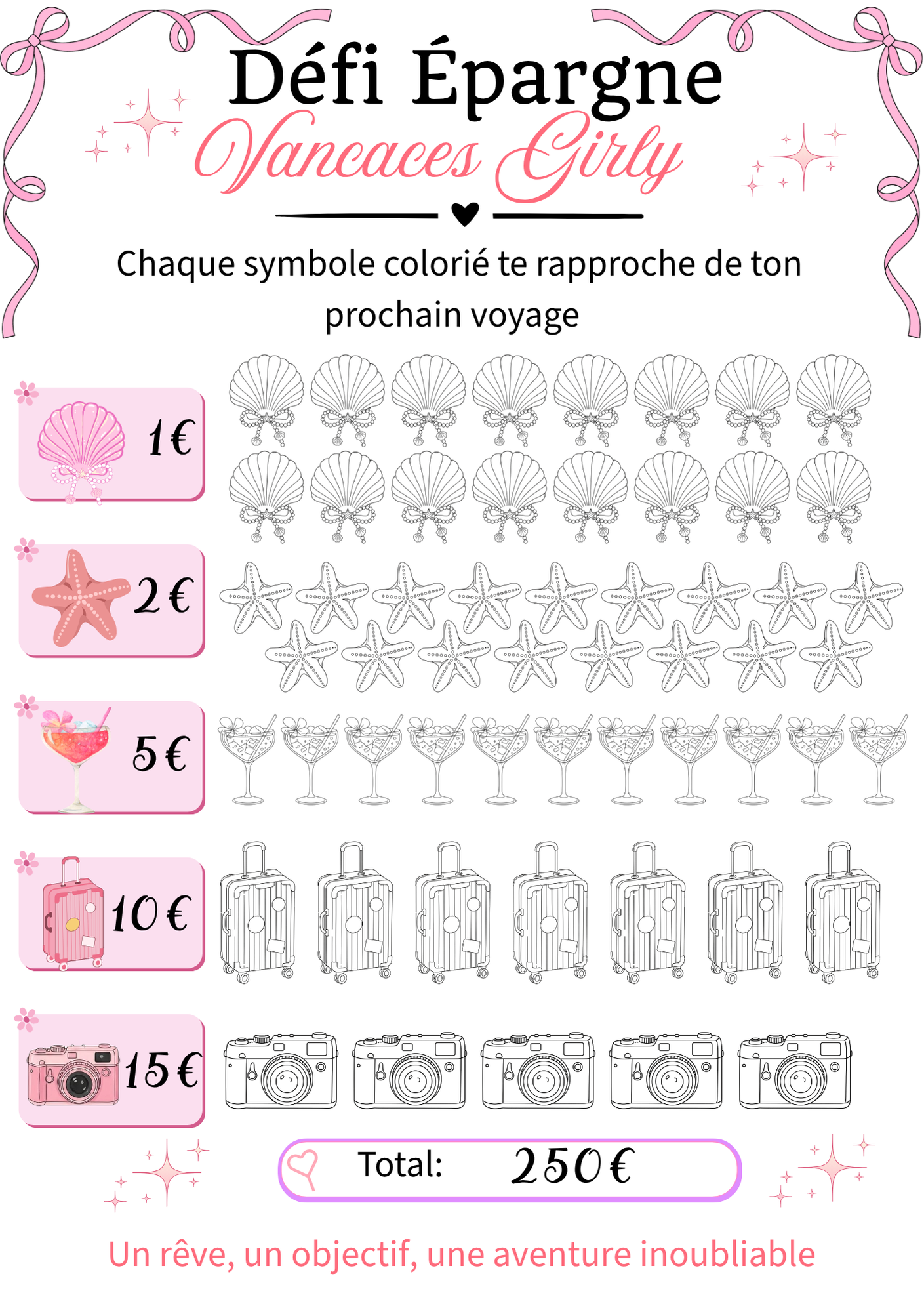 Défi d'épargnes Vacances Girly