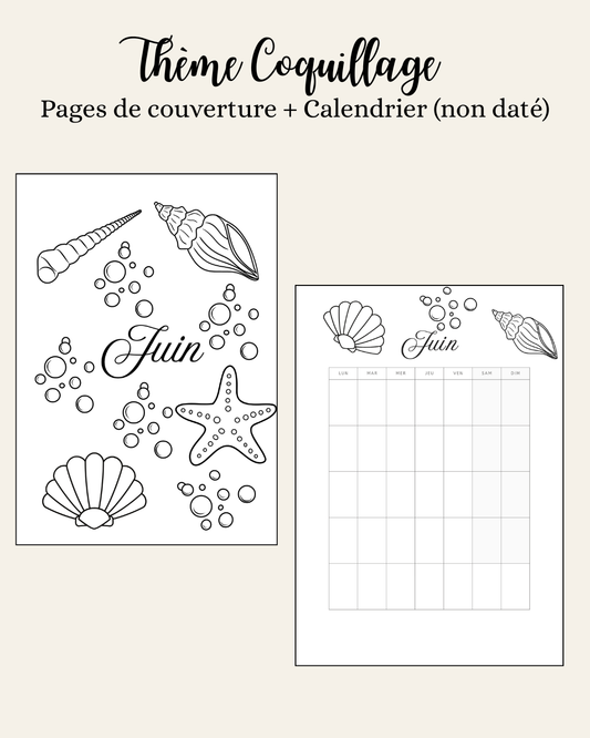 Thème Coquillage - Couverture et calendrier (non daté)