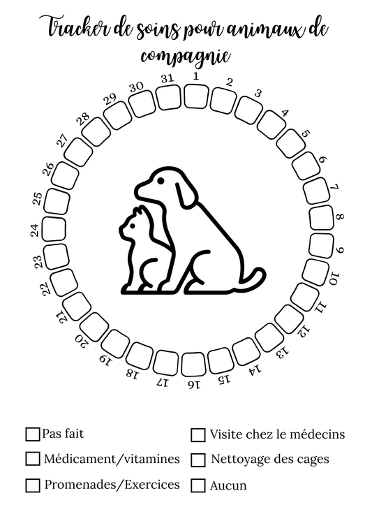 Trackers de Soins pour animaux de compagnie - Mensuel