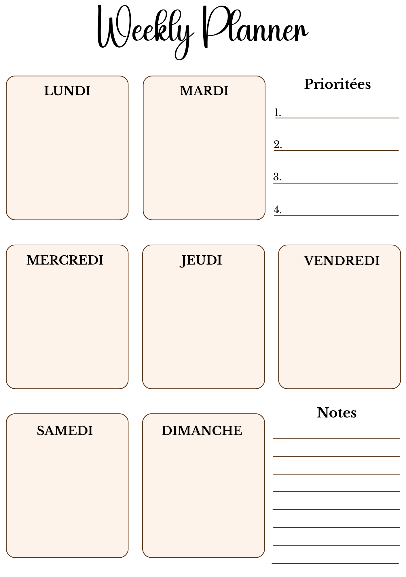 Weekly Planner - 8ème