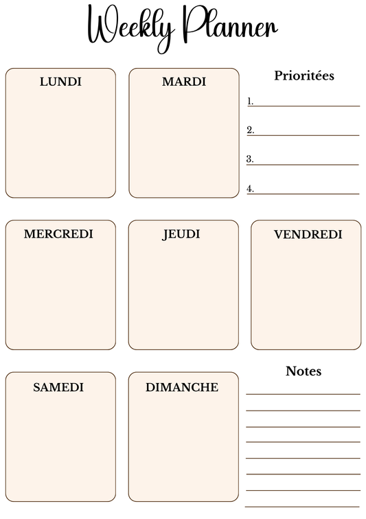 Weekly Planner - 8ème