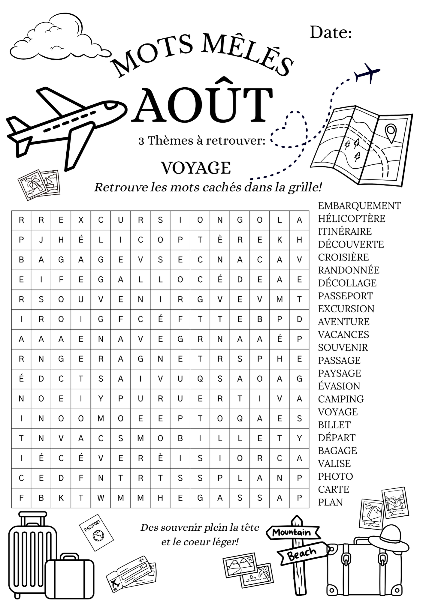 Mots Mêlés - Voyage