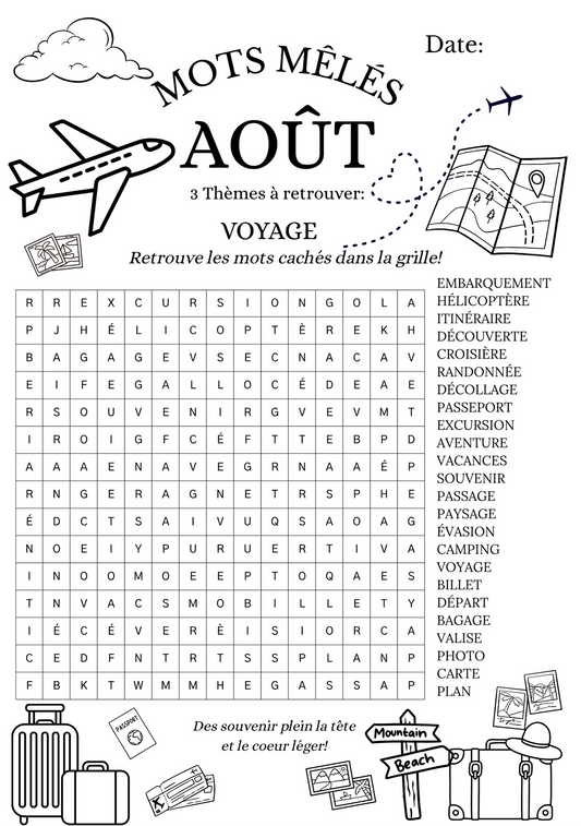 Mots Mêlés - Voyage