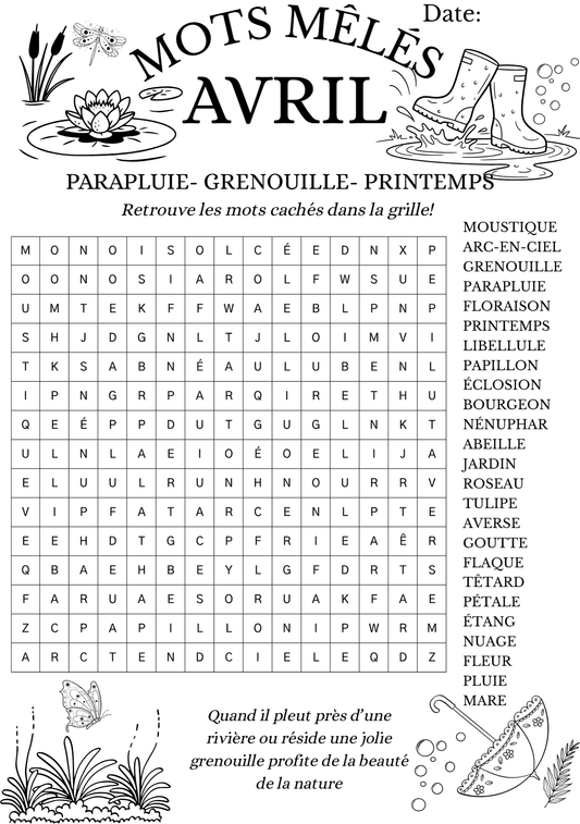 Mots Mêlés - Avril