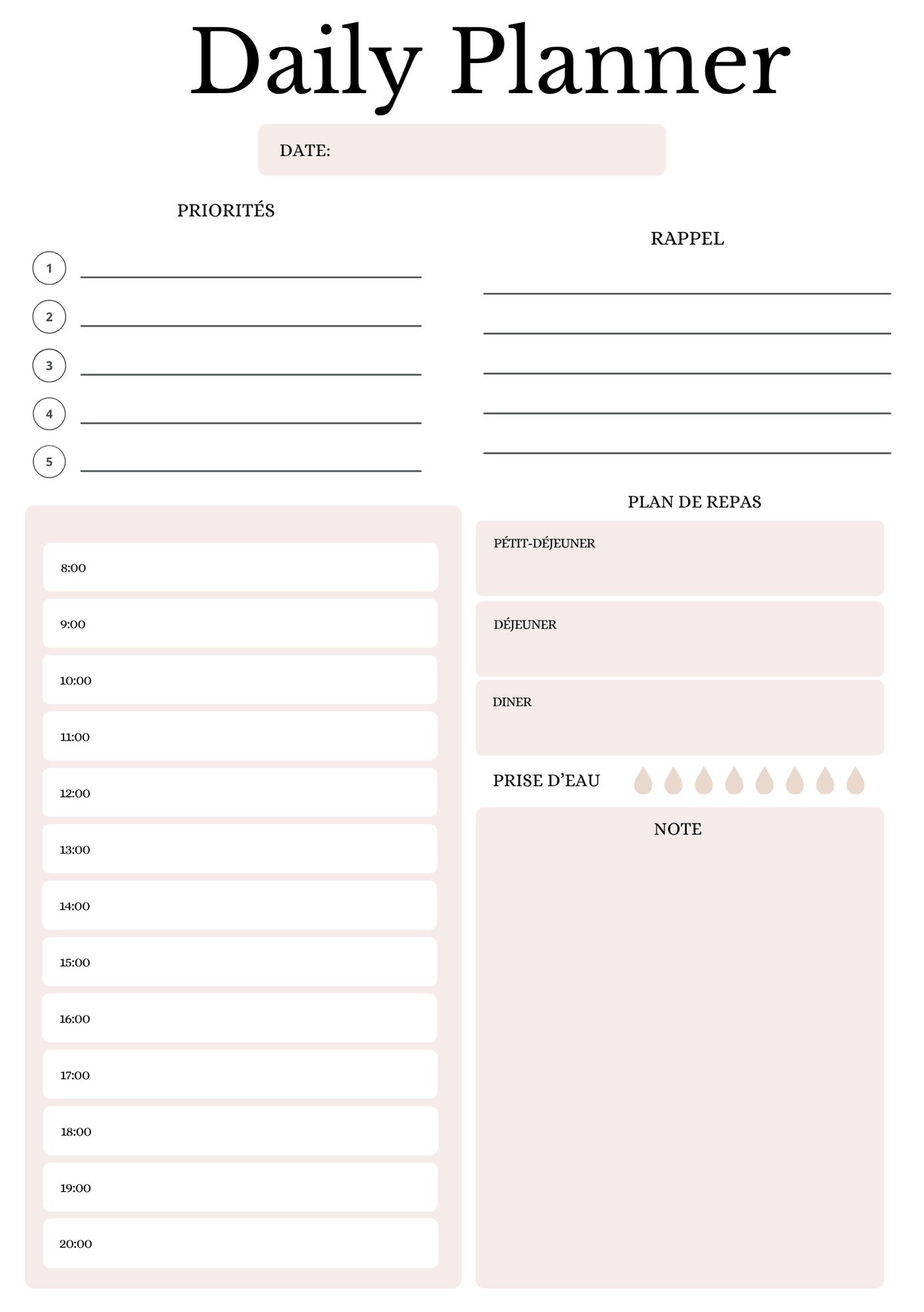 Daily Planner - 5ème