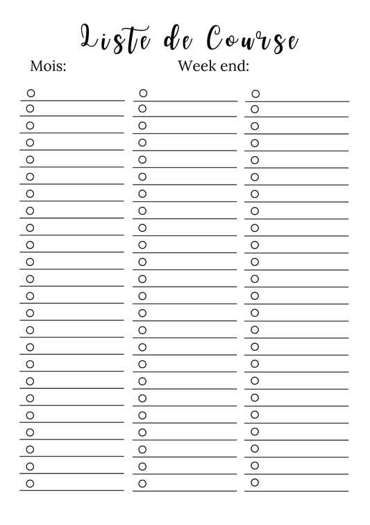 Liste de courses - 2ème