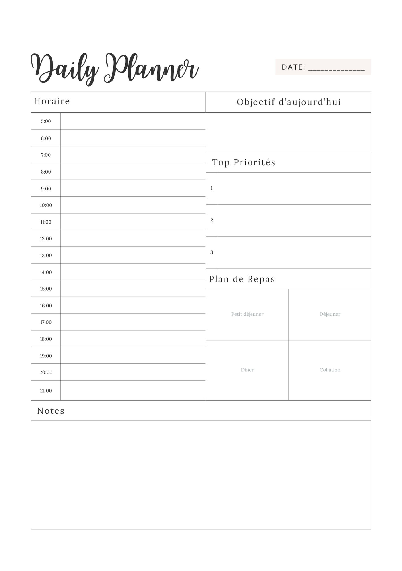 Daily Planner - 1ère