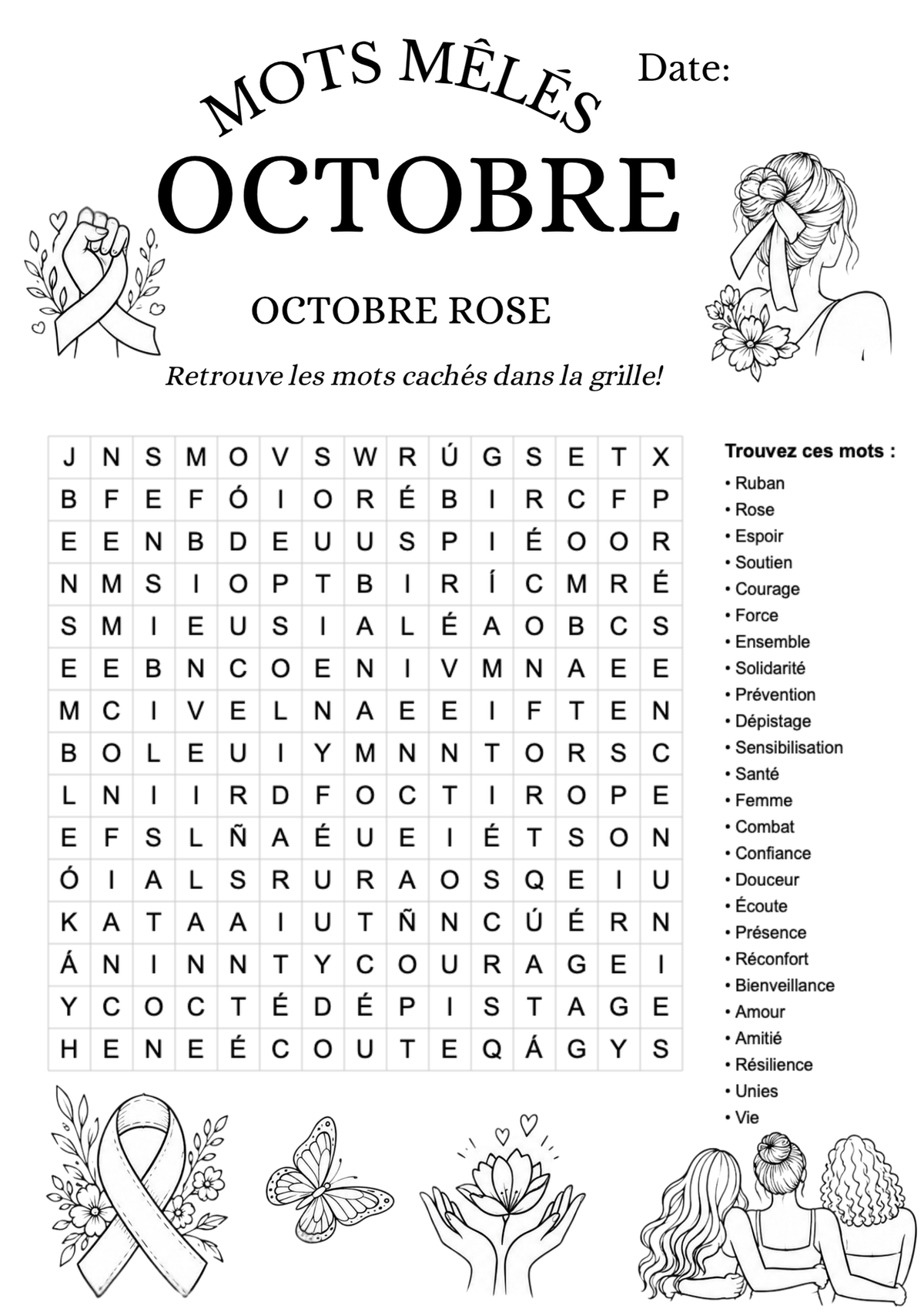 Mots Mêlés - Octobre Rose