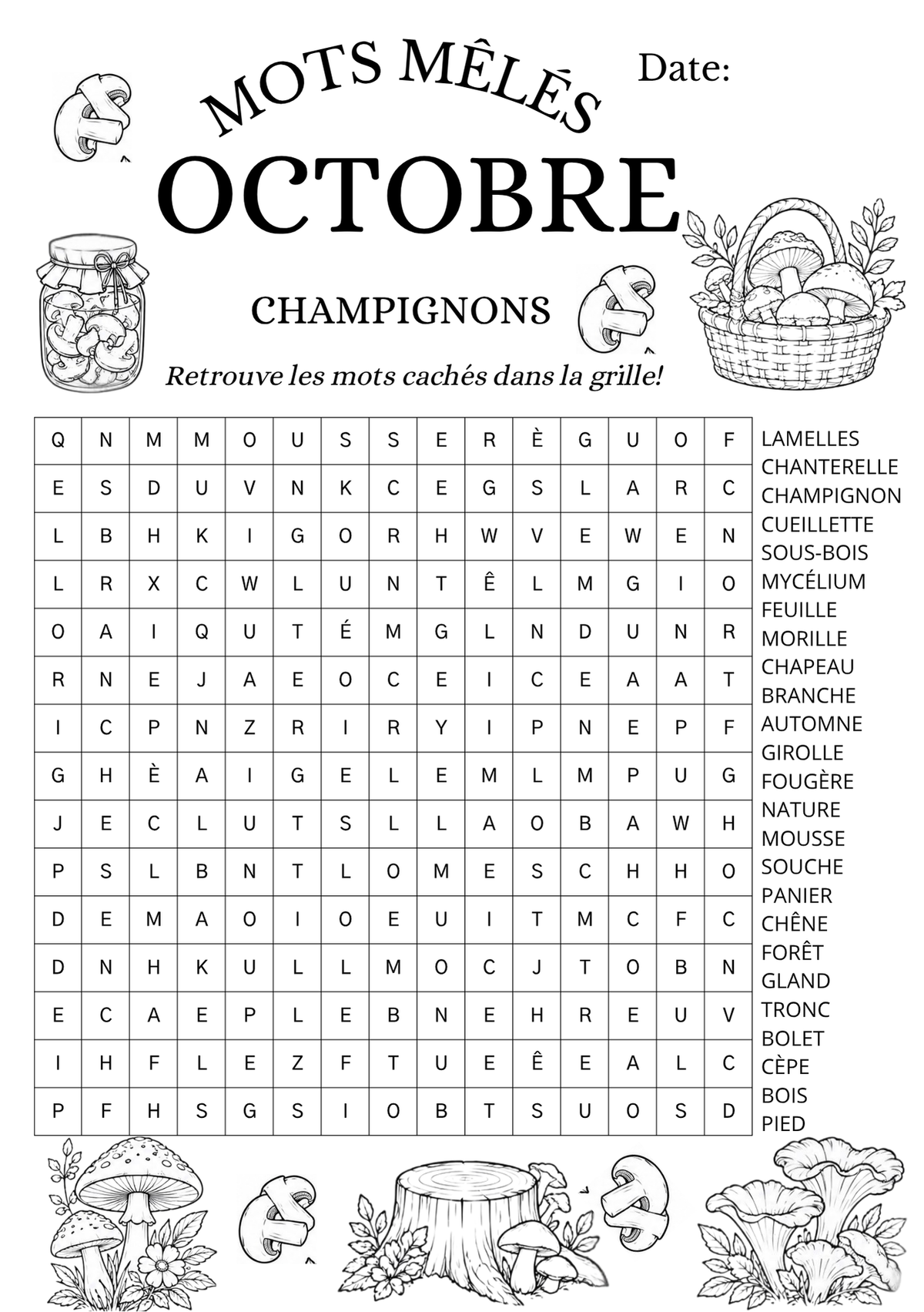 Mots Mêlés - Champignon
