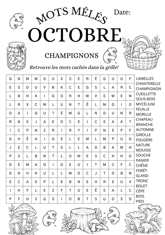 Mots Mêlés - Champignon