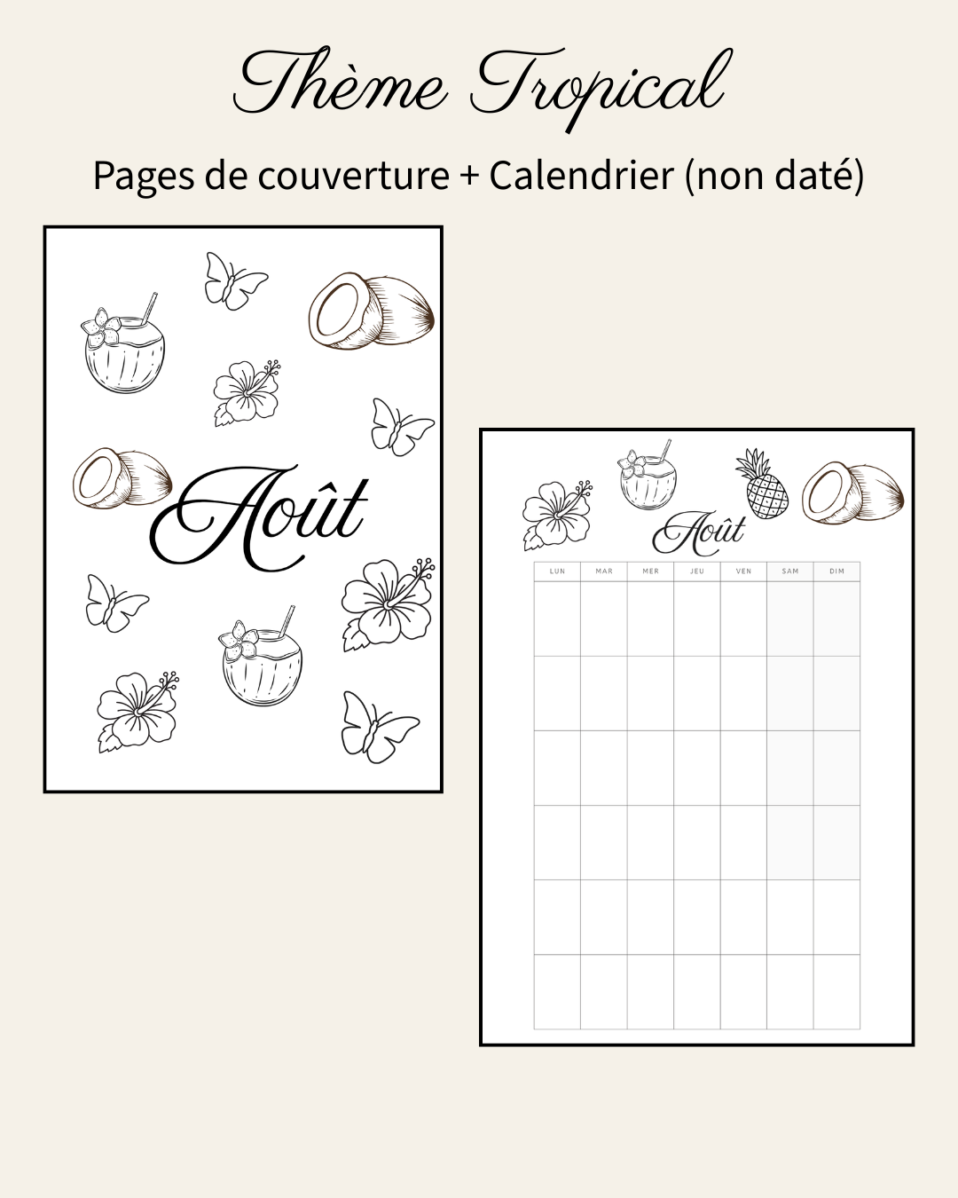 Thème Tropical - Couverture et calendrier (non daté)