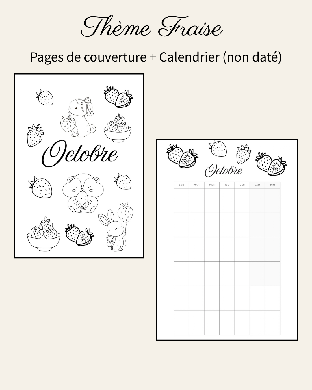 Thème Fraise - Couverture et calendrier (non daté)