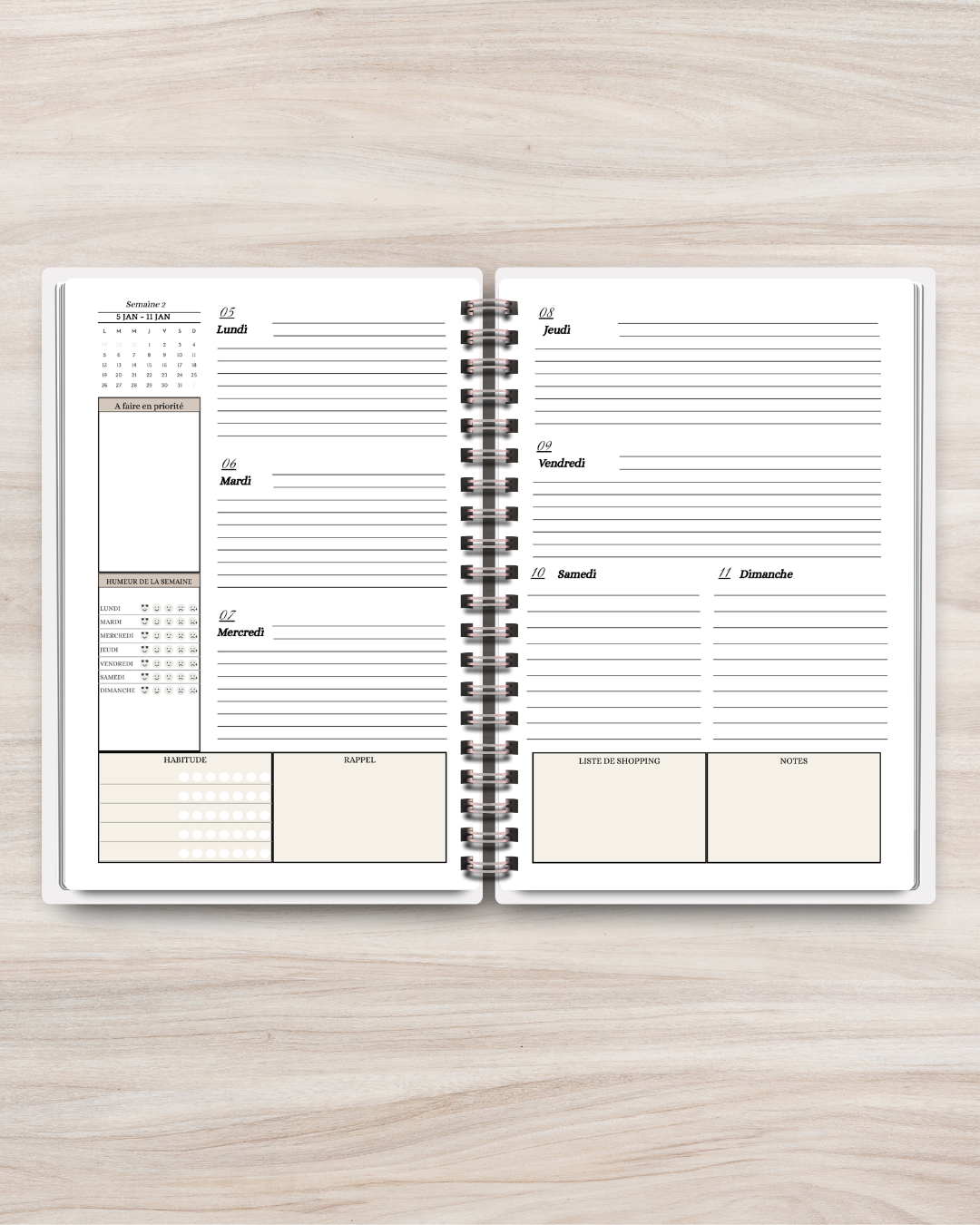 Planner Hebdomadaire 2026- Butineuse