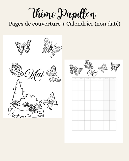 Thème Papillon - Couverture et calendrier (non daté)