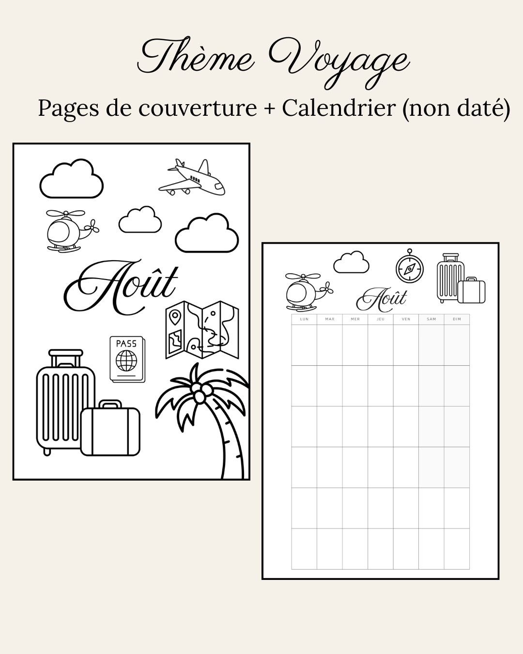 Thème Voyage - Couverture et calendrier (non daté)