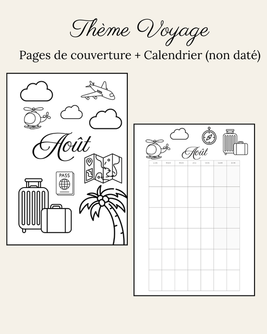 Thème Voyage - Couverture et calendrier (non daté)