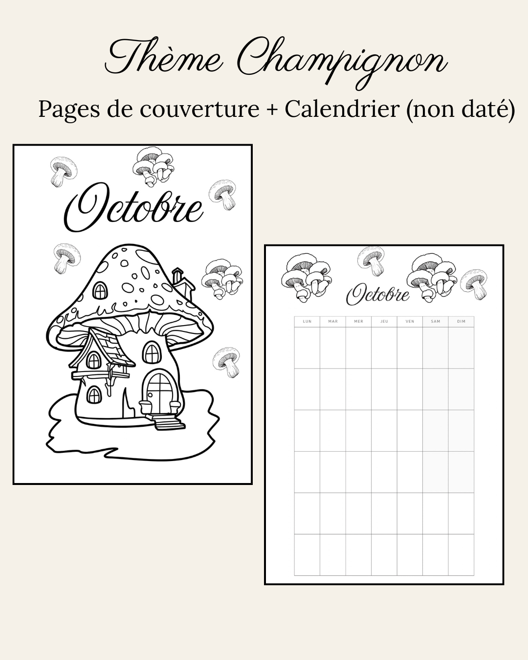 Thème Champignon - Couverture et calendrier (non daté)