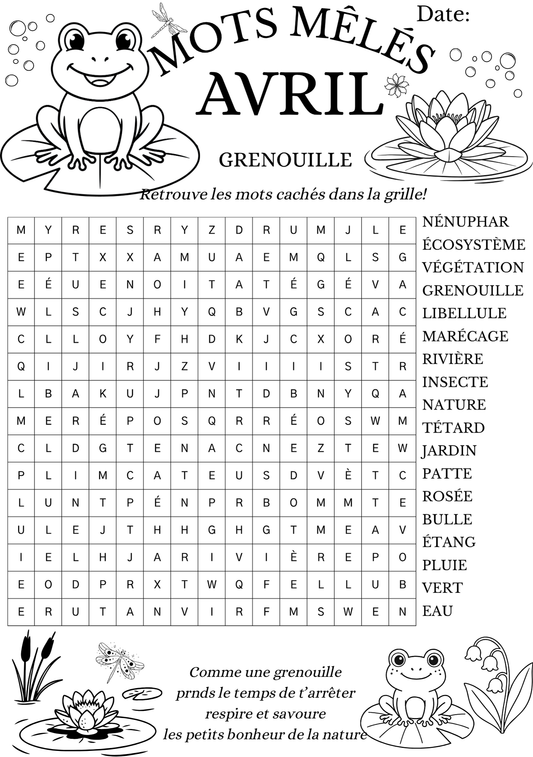 Mots Mêlés - Grenouille