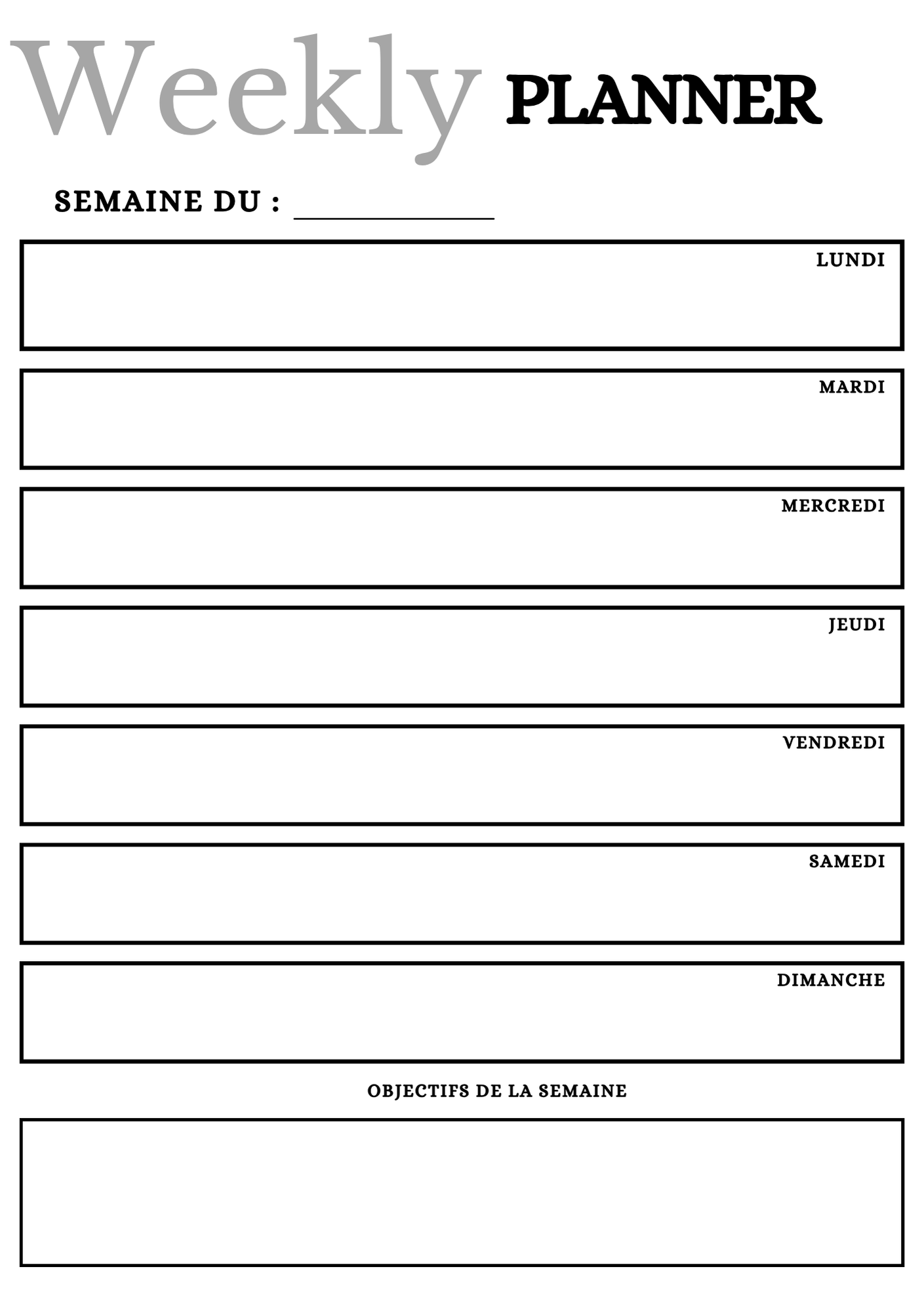 Weekly Planner - 4ème