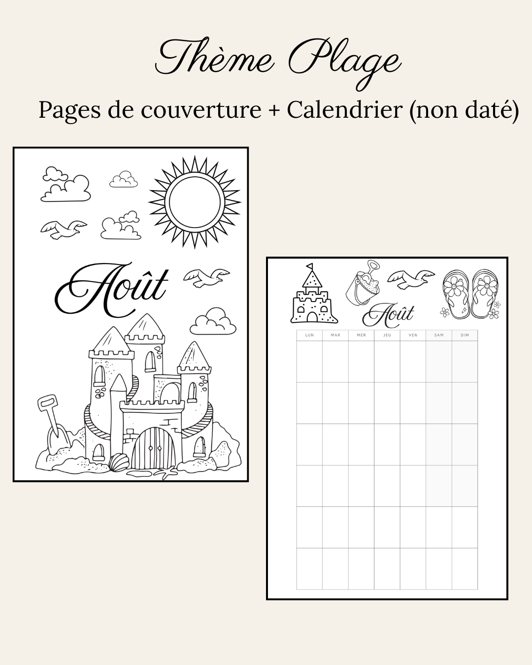 Thème Plage - Couverture et calendrier (non daté)