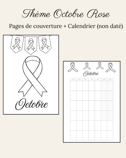 Thème Octobre Rose - Couverture et calendrier (non daté)