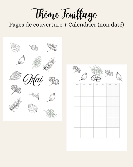 Thème Feuillage - Couverture et calendrier (non daté)