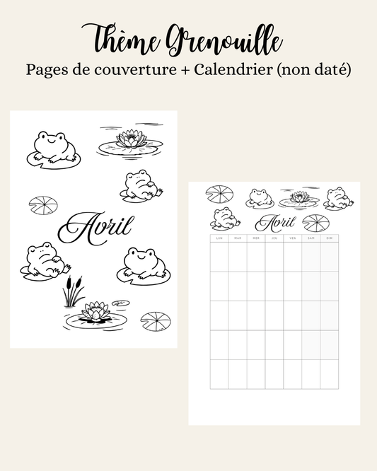 Thème Grenouille - Couverture et calendrier (non daté)