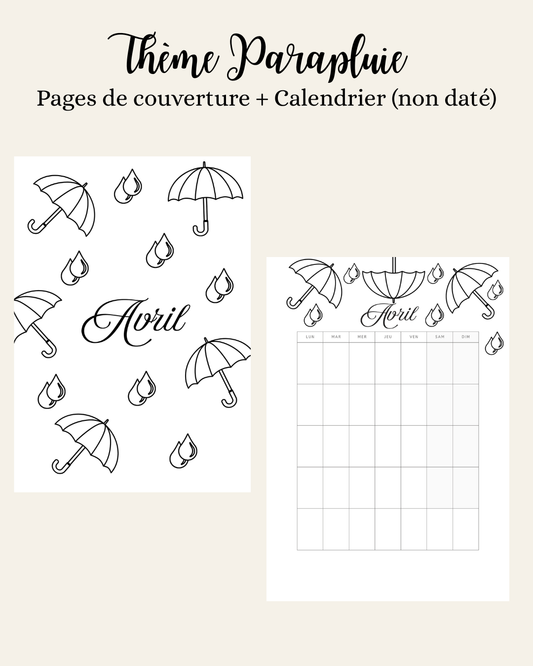 Thème Parapluie - Couverture et calendrier (non daté)