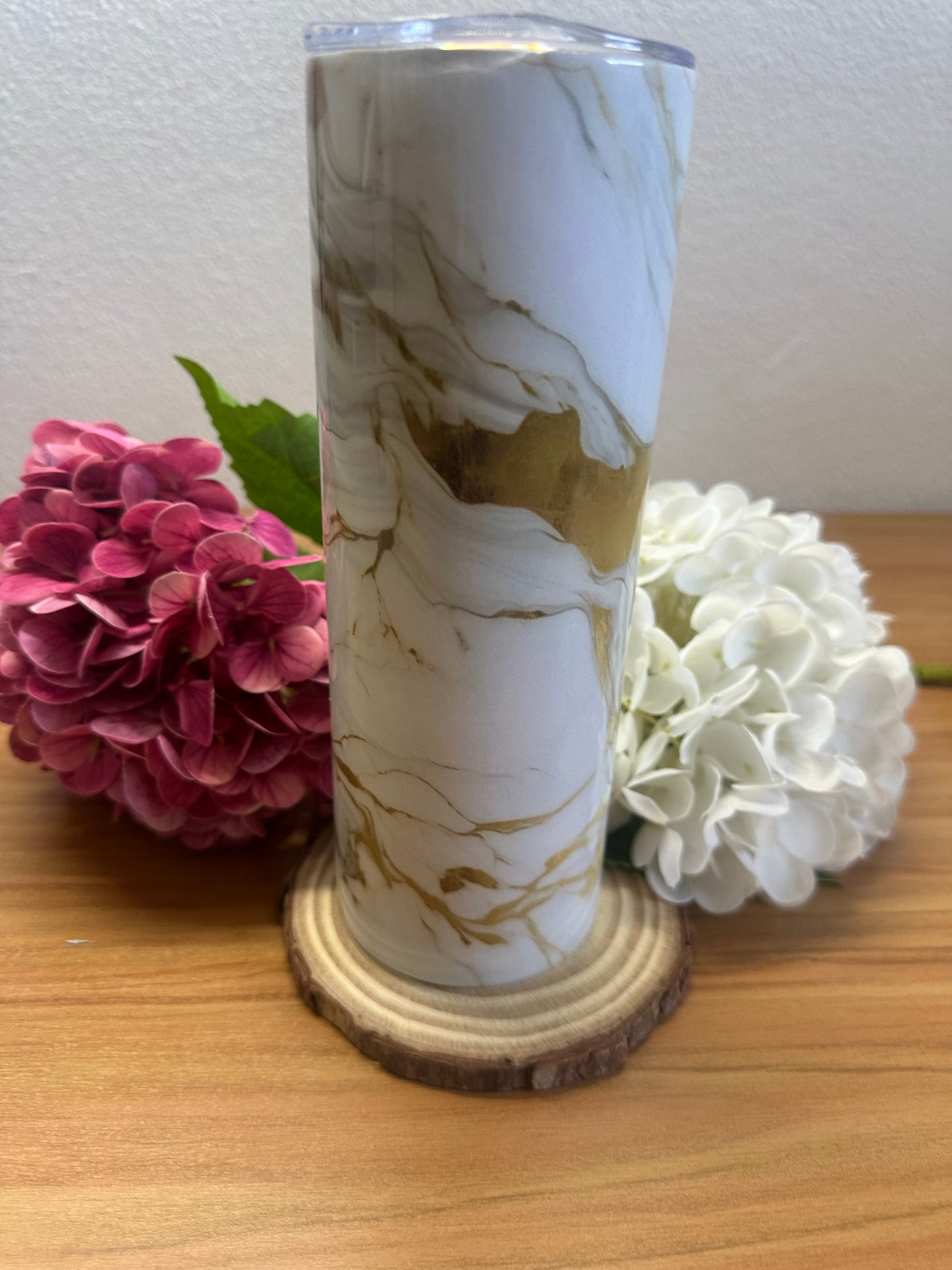 Tumbler 20oz Marbre blanc/or