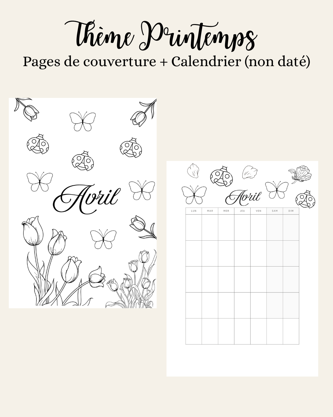 Thème Printemps - Couverture et calendrier (non daté)