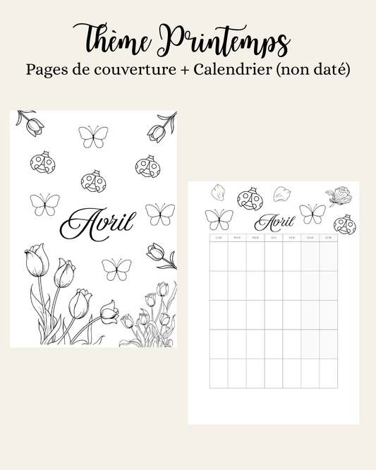 Thème Printemps - Couverture et calendrier (non daté)