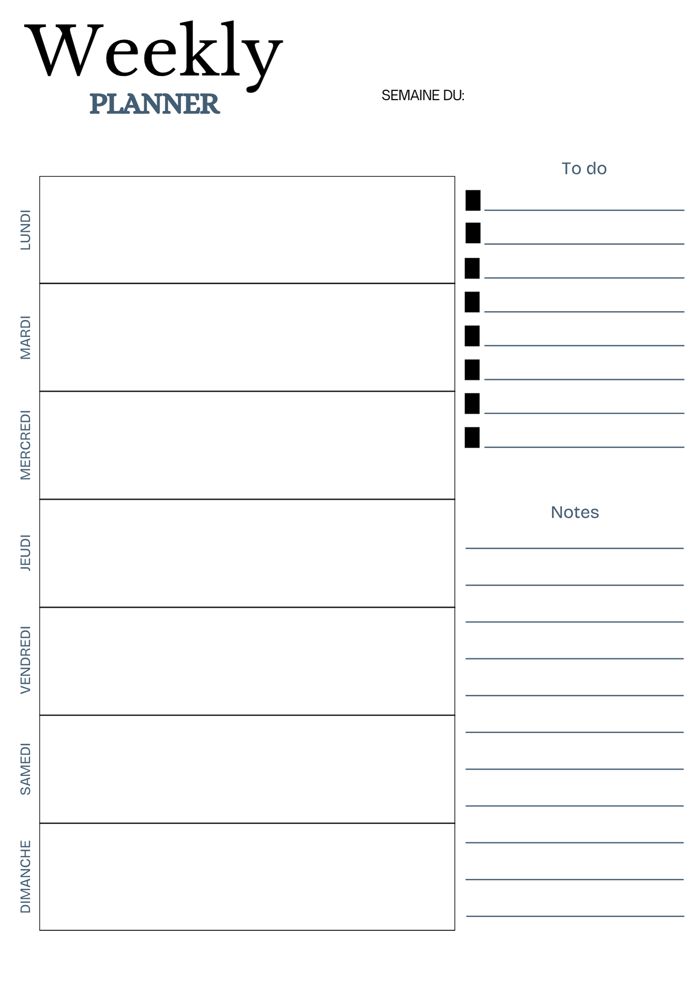 Weekly Planner - 6ème