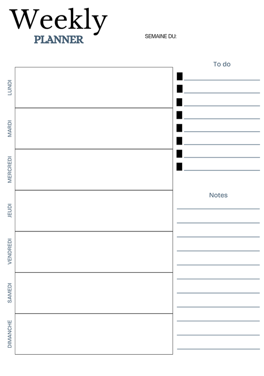 Weekly Planner - 6ème
