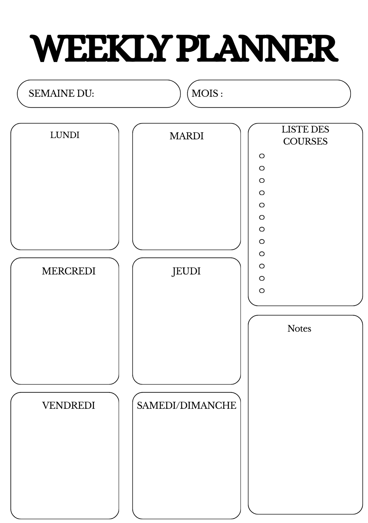 Weekly Planner - 1ère