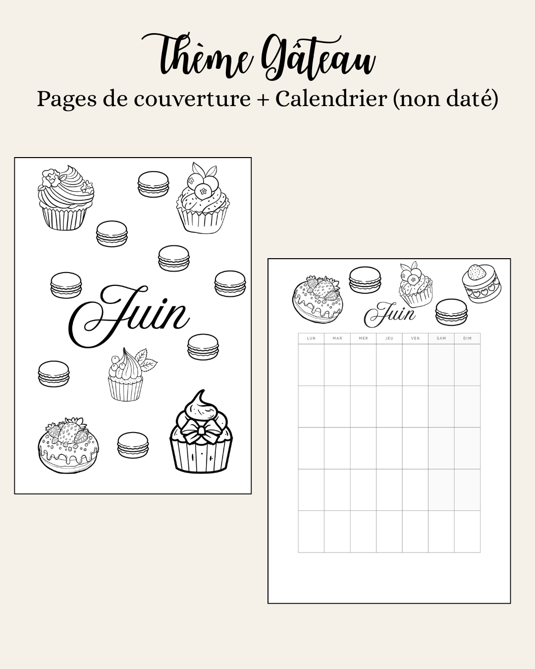 Thème Gâteau - Couverture et calendrier (non daté)