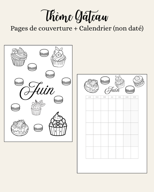 Thème Gâteau - Couverture et calendrier (non daté)