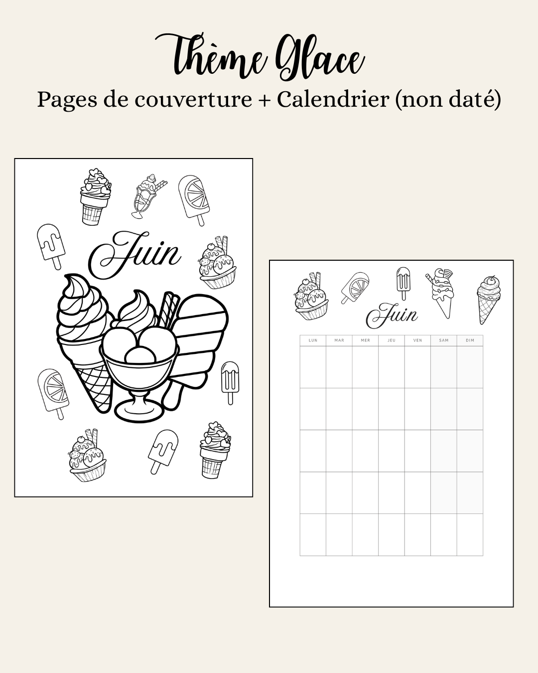 Thème Glace - Couverture et calendrier (non daté)